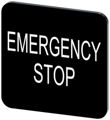 INSCR. LABEL, BLK 22X22MM, EMERGENCY STOP