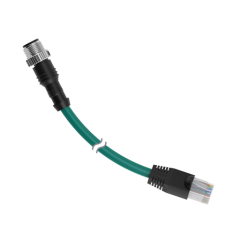 Euro-Style M12 D-Code to RJ45 Ethernet Cable, 4 Pi