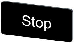 INSCR. LABEL, BLACK 12.5 X 27MM, STOP